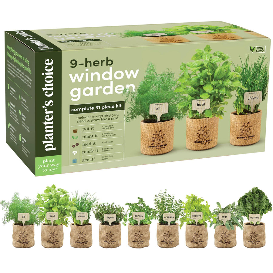 9 Herb Indoor Window Garden Kit - House Plants Seeds - Best Unique Gift Ideas for Women, Mom, Friend, Her, Birthday, Housewarming, Mother - New Home