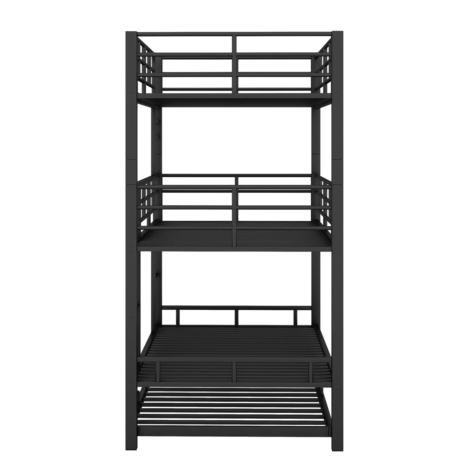 Harper & Bright Designs Metal Triple Bunk Bed Twin Over Twin Bunk Bed with Ladder and Safety Guardrail 3 Bunk Bed for Living Room Bedroom, Sliver