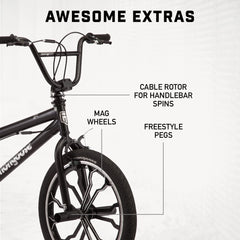 Mongoose Rebel Kids BMX Bike, 20 - In. Wheels, Children & Tweens Ages 7 - 13, Black Bicycle