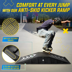 Yes4all Single - Piece Skateboard Ramp, Bike Ramp, Skate Ramp - Design for Beginners, More Durable, Safe, Capacity 220 lb