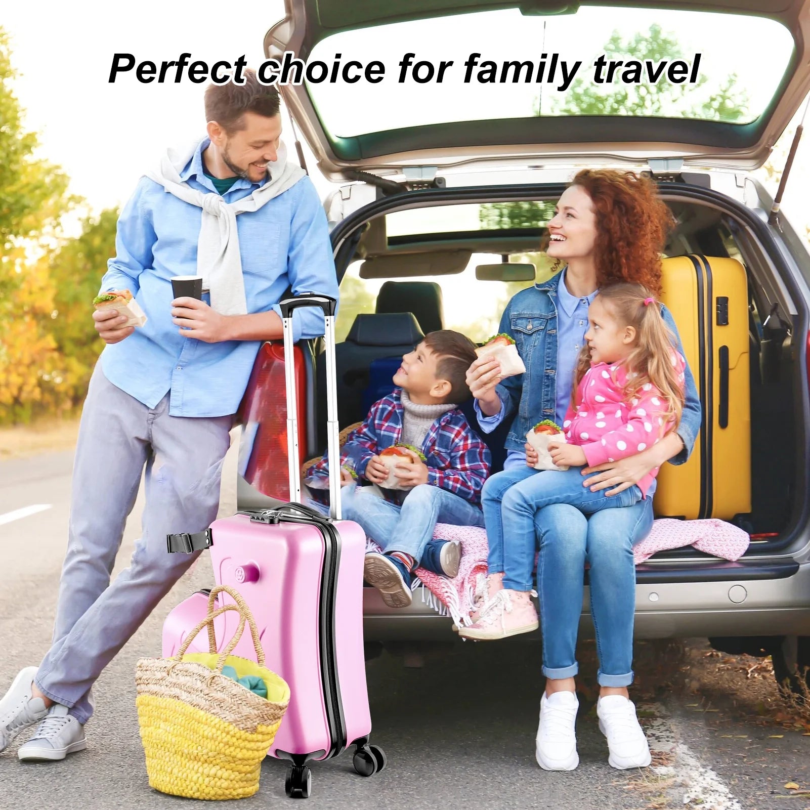 20" Children'S Ride - on Luggage with Safety Belt Matte Finish, Silent Wheels, Spacious Compartment for Ages 3 - 12 Travel Suitcase