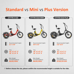 Addmotor Folding Electric Trike, 90MI Electric Tricycle for Adults, 750W 48V 20ah, CITYTRI 3 Wheel Electric Bikes, Step - Thru Etrike with Rear Speed Differential & Parking Brake, E - 310 Plus Red