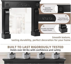 EPICOZY 44.5" Fireplace Mantel, Freestanding Fireplace Surround with Leg for Electric Fireplaces, MDF Mantel Surround with Shelf for Living Room with Decorative Pattern, Anti - Tipping & Waterproof