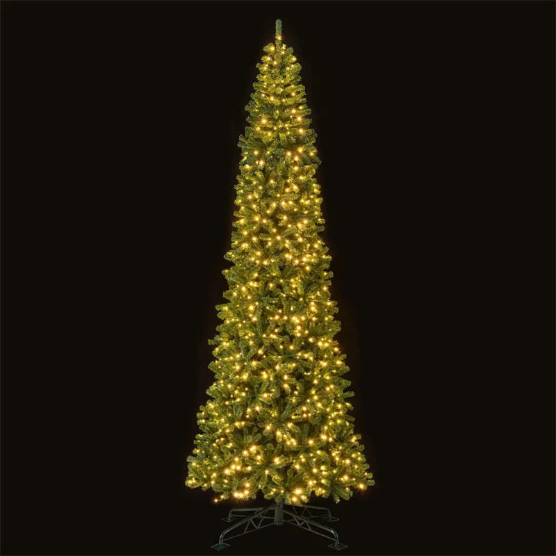 12 FT Pre-Lit Artificial Christmas Tree with Quick Power Connector, 1030 Warm White LED Lights, 2536 Tips & Hinged for Indoor Outdoor Decoration