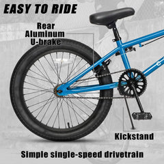 Cubsala 20 in Kids BMX Bike Freestylefor Age 6 - 14 Years Old Boys Girls with 4 Pegs, Black with Red Tires