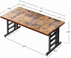Coleshome 71 in Executive Desk with USB Ports, Large Computer Desk with Extra Thick, Long Mordern Office Desk, Workstation Business Furniture for Home Office, Vintage