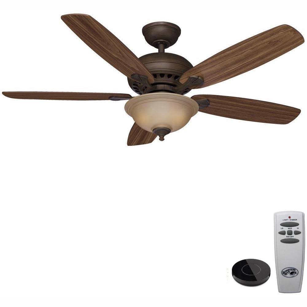 Hampton Bay Southwind 52 in. LED Venetian Bronze Ceiling Fan with Light Kit Works with Google Assistant and Alexa 20006