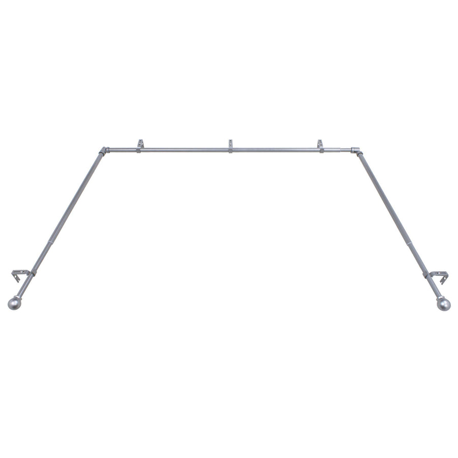 Decopolitan Bay Window Single Rod Set, Antique Silver