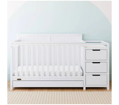 Graco Hadley 5-in-1 Convertible Crib and Changer with Drawer Pebble G - MadeInUSA