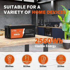 Litime 12V 200ah PLUS Lithium LiFePO4 Battery, Max 2560W Power Output, 10 - Year Lifetime, 200A BMS LiFePO4 Battery for RV, Solar, Off - Grid, Marine