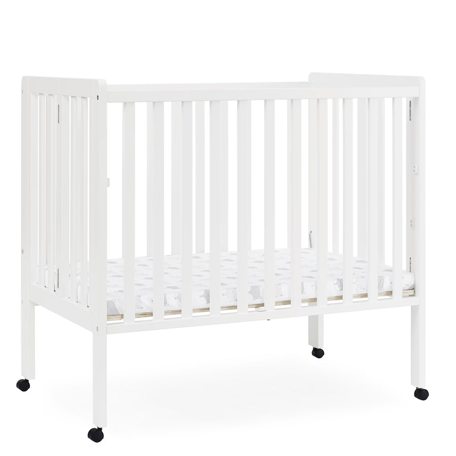 Delta Children Lee Portable Folding Mini Crib with 1.5 - Inch Mattress - Greenguard Gold Certified, Bianca White