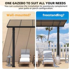 AECOJOY 8' x 8' Gazebo for Patio, Freestanding Lean to Hard Top Gazebo Carport Shelter