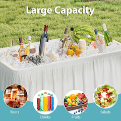 Costway 4 Foot Ice Cooler Folding Table Outdoor Portable Ice Bin Table with Large Sink