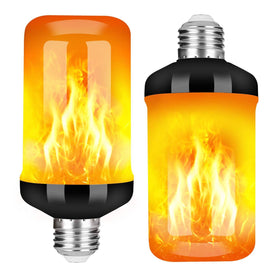 Y- Stop LED Flame Effect Fire Light Bulb - Upgraded 4 Modes Flickering Fire Halloween Decorations Lights - E26 Base Flame Bulb with Upside Down