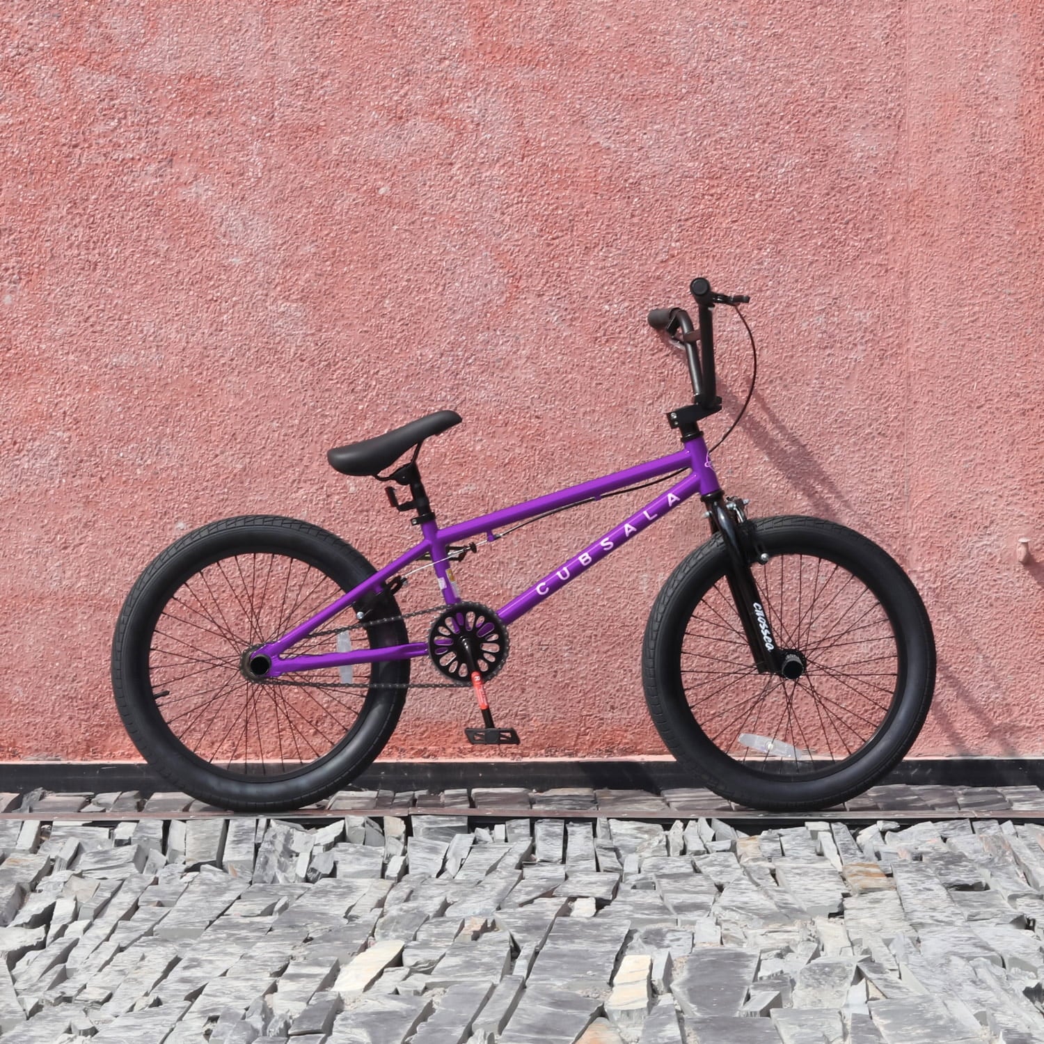 Cubsala 20 in Kids BMX Bike Freestylefor Age 6 - 14 Years Old Boys Girls with 4 Pegs, Black with Red Tires