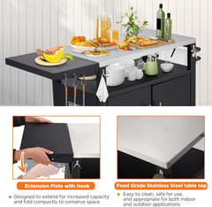 AECOJOY Outdoor Grill Table with Storage Cabinet, Rolling Bar Grill Cart with Wheels, 50’’×20’’×32.2’’