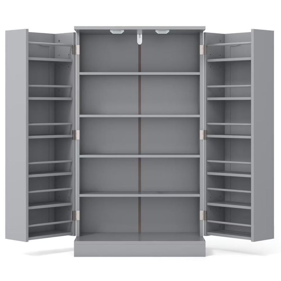 Spaco 17 - Tier Kitchen Small Pantry Cabinet with 2 Doors and 6 Adjustable Shelves, Cabinet Pantry, Freestanding 5 - Tier Shelving Pantries for Kitchen Storage, Gray