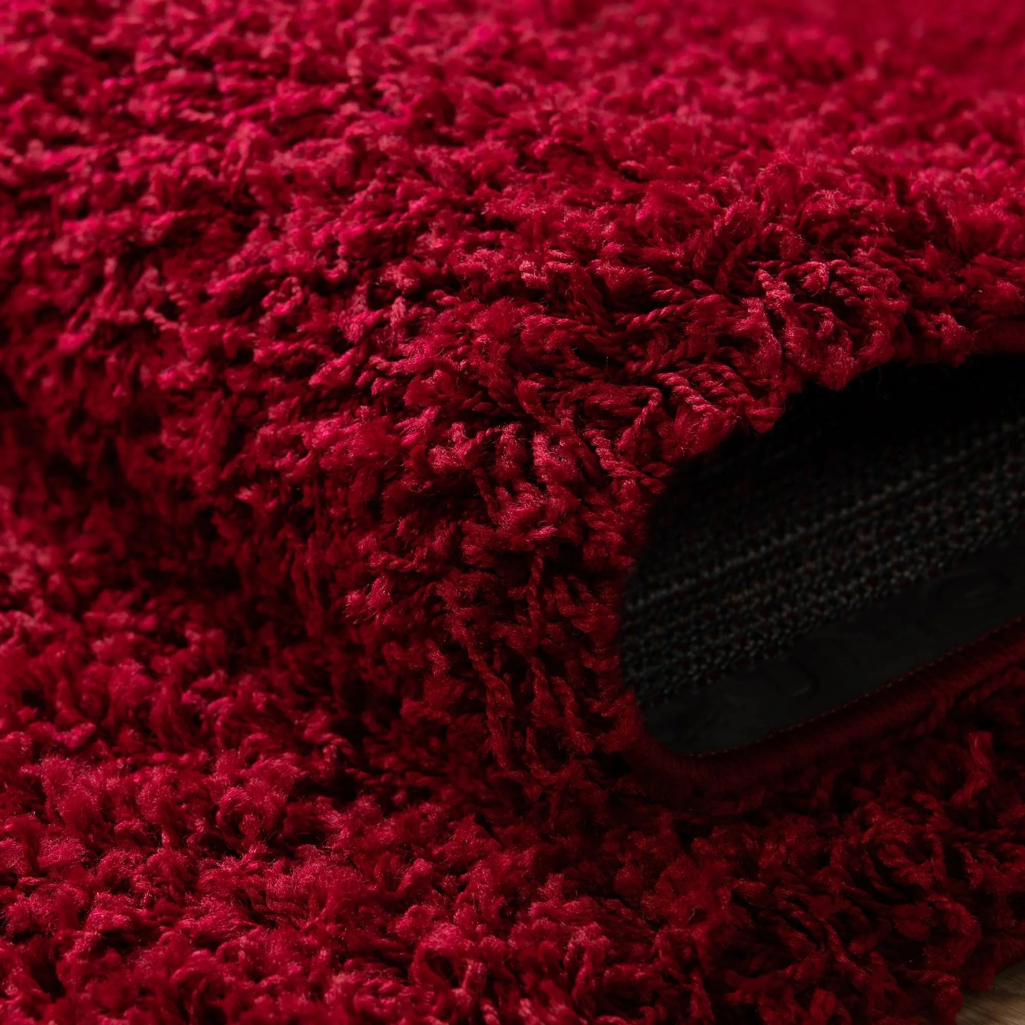 Rugs.com Solid Shag Collection Rug - 13 Ft Runner Cherry Red Shag Rug Perfect for Hallways, Entryways