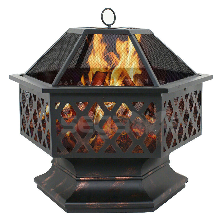 F2C Outdoor Heavy Steel 26" Fire Pit Wood Burning Fireplace Patio Backyard Heater Steel Firepit Bowl With Waterproof Cover (Model#05)