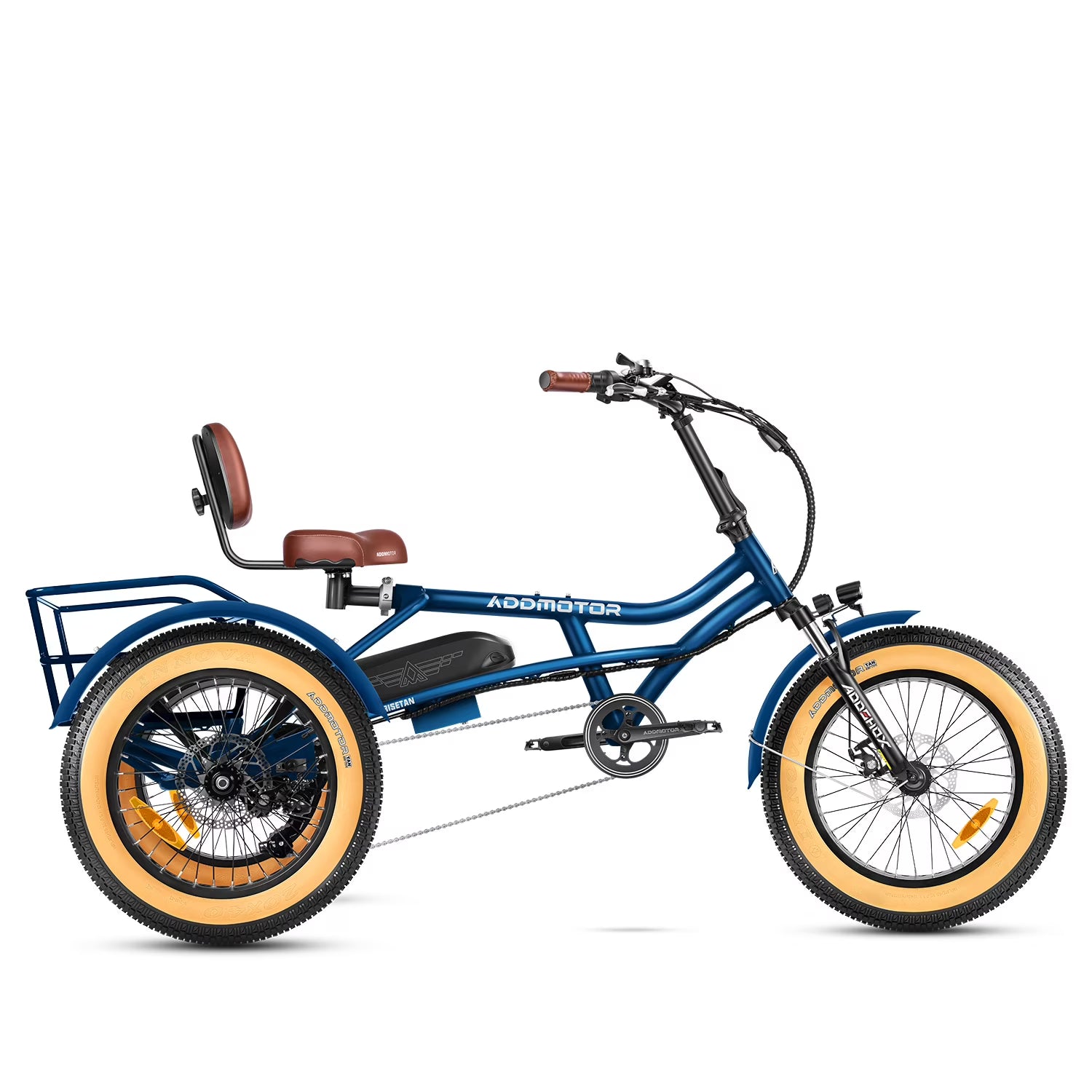 Addmotor M - 360II Semi - Recumbent Electric Trike, 85MI, Fat Tire 3 Wheel Electric Bike for Adults, 750W 48V 20ah Electric Tricycle for Seniors, 20" Electric Trike with Speed Differential, Green