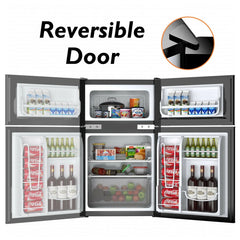 Costway Refrigerator Small Freezer Cooler Fridge Compact 3.2 cu ft. Unit, Grey