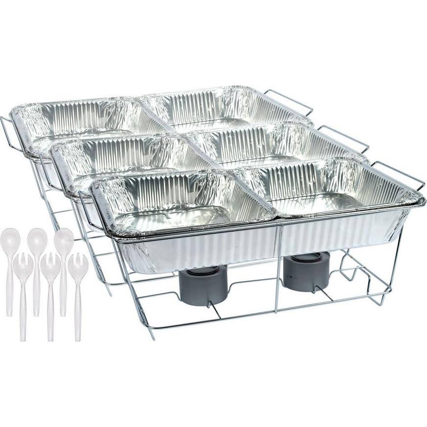 Party Dimensions 24 Piece Party Serving Kit Includes Chafing Kits and Serving Utensils for All Types of Parties and Events Disposable Party Set