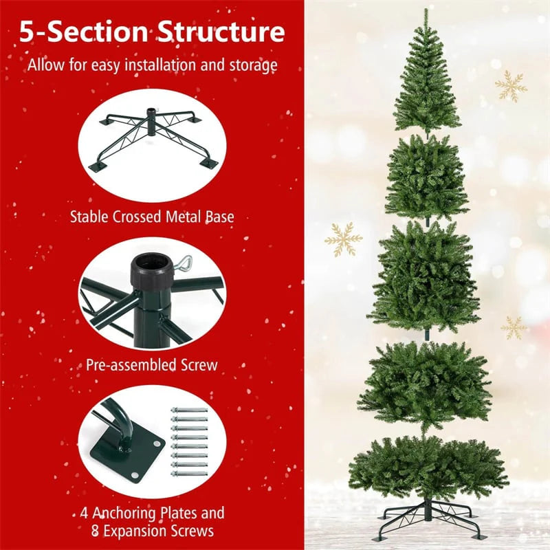 12 FT Pre-Lit Artificial Christmas Tree with Quick Power Connector, 1030 Warm White LED Lights, 2536 Tips & Hinged for Indoor Outdoor Decoration