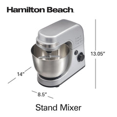Hamilton Beach 4 Quart Stand Mixer for Kitchen, 7 Speeds, Tilt - Head, Dough Hook, Whisk & Flat Beater, White