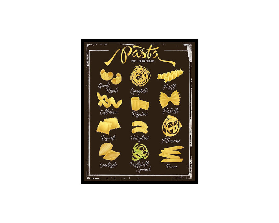 Poster Master Vintage Pasta Poster - Retro Pasta Guide Print - True Italian Flavor Art - Gift for Men, Women, Cook & Chef - Wall Decor for