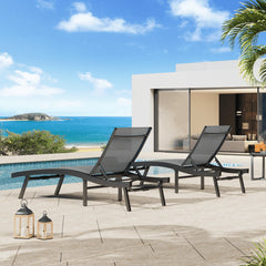 AECOJOY Outdoor Chaise Lounge, All Weather Pool Lounge Chairs Ergonomic Design (Dark Grey, 2 PCs)