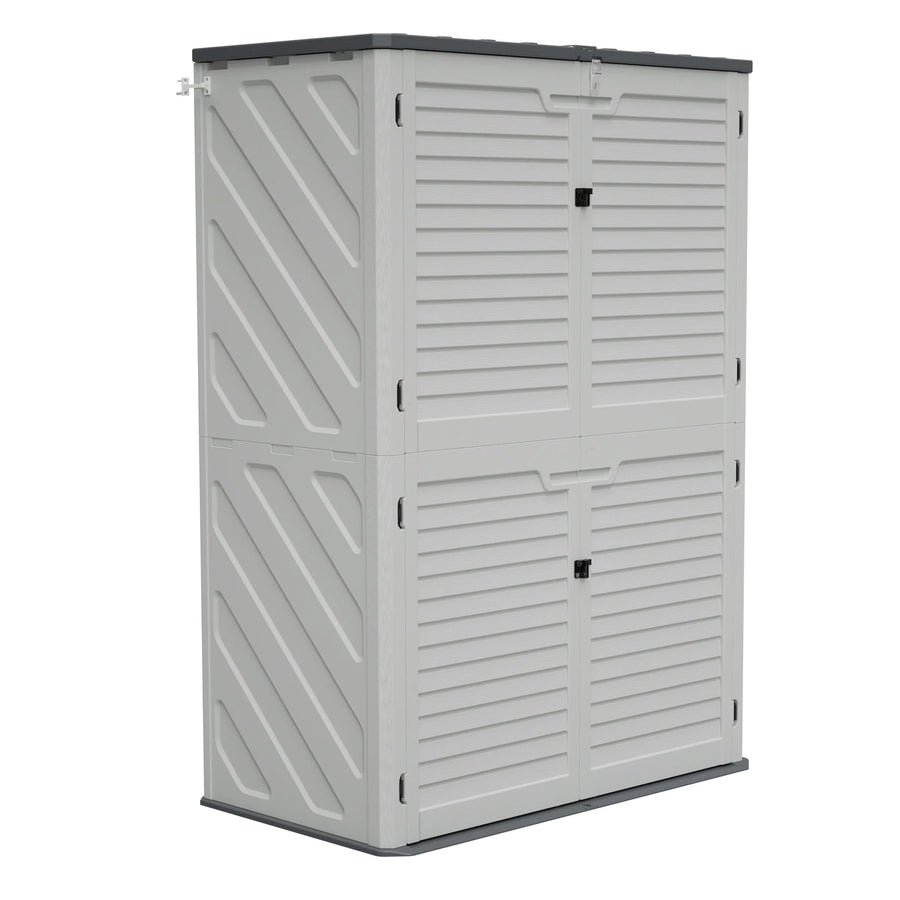 AECOJOY 61.6 Cu.ft Outdoor Resin Storage Shed with Easy Lift Hinges, Weatherproof Tall Unit with 4 Doors