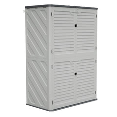 AECOJOY 61.6 Cu.ft Outdoor Resin Storage Shed with Easy Lift Hinges, Weatherproof Tall Unit with 4 Doors