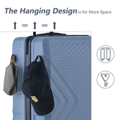 3 Piece Blue Luggage Travel Set, 20" 24" 28" Carry on Luggage with Spinner Wheels, Lightweight Hard Case Luggage Travel Suitcase Christmas Gifts for Business Trip Holiday Travel Cruise