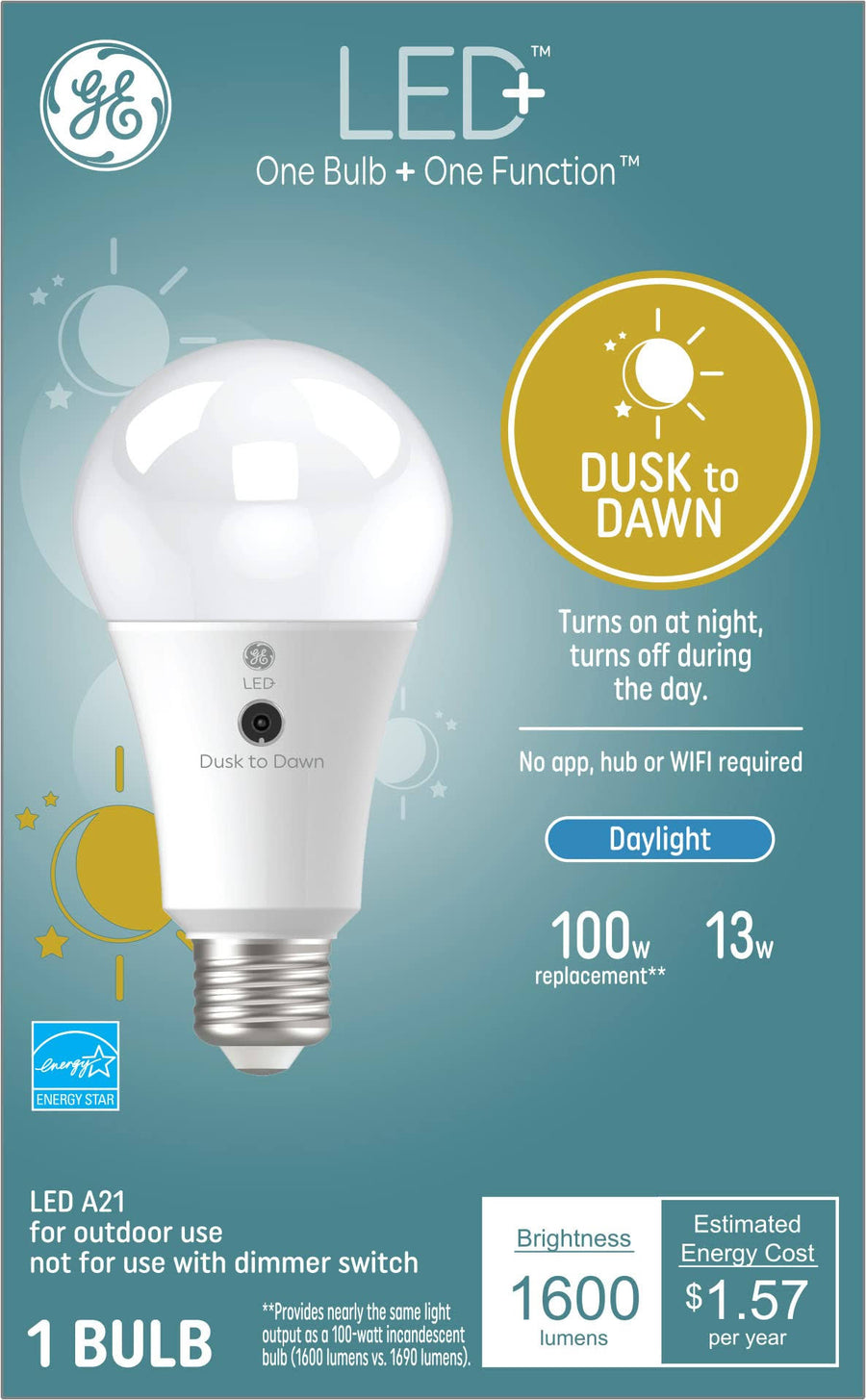 GE LED+ Dusk to Dawn 100-Watt EQ A21 Daylight LED Light Bulb
