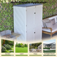 AECOJOY 61.6 Cu.ft Outdoor Resin Storage Shed with Easy Lift Hinges, Weatherproof Tall Unit with 4 Doors