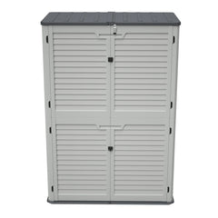 AECOJOY 61.6 Cu.ft Outdoor Resin Storage Shed with Easy Lift Hinges, Weatherproof Tall Unit with 4 Doors