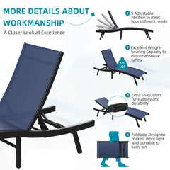 AECOJOY Outdoor Chaise Lounge, All Weather Pool Lounge Chairs Ergonomic Design (Navy, 2 PCs)