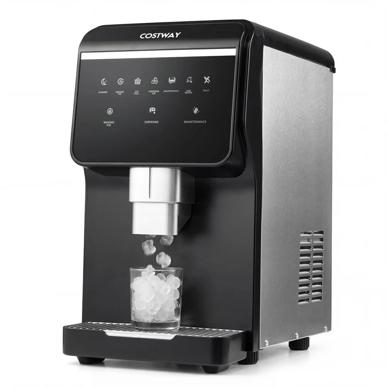 80 LBS/Day Nugget Ice Maker Countertop, Self-Dispensing Chewable Pellet Ice Machine with 7.5 LBS Storage & Auto Cleaning for Home, Office, Party, RV