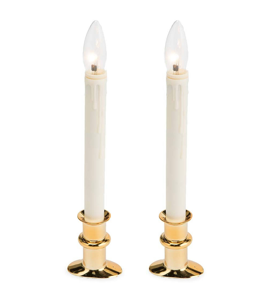 Plow & Hearth Adjustable Window Hugger Candles - Brass - Set of 2