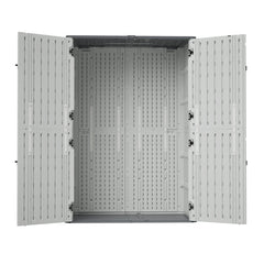 AECOJOY 61.6 Cu.ft Outdoor Resin Storage Shed with Easy Lift Hinges, Weatherproof Tall Unit with 4 Doors