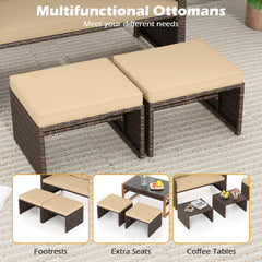 Tangkula 3 Pieces Patio PE Wicker Furniture Set with Cushions