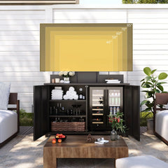 AECOJOY Outdoor Storage Cabinet with TV Mount for 40–85 Inch Tvs, Mobile TV Stand on Wheels