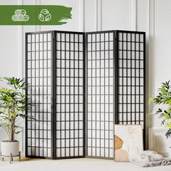 JOSTYLE Room Divider Wall Shoji Screen, 6 Panel Folding Privacy Screen for Room Separation, Japanese Wood Room Divider Screen, 5.9 Ft, Natural