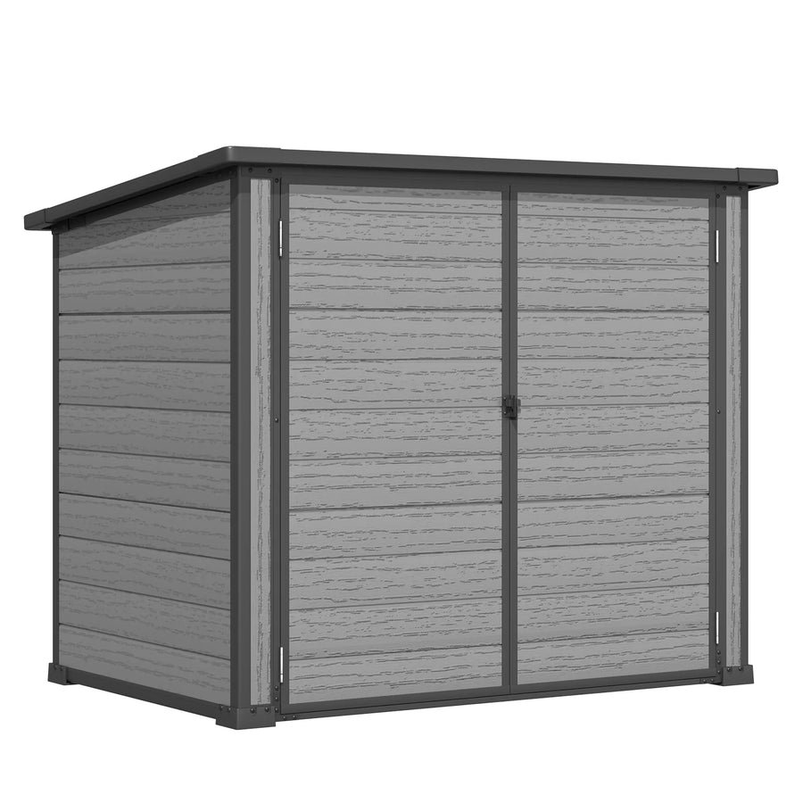 AECOJOY Resin Outdoor Trash Can Storage Shed, Plastic Garbage Can Shed for 2 Cans