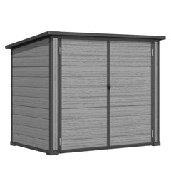 AECOJOY Resin Outdoor Trash Can Storage Shed, Plastic Garbage Can Shed for 2 Cans