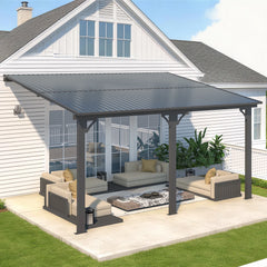 AECOJOY 14x10 Outdoor Hardtop Gazebo Adjustable Height (6.5-9.8Ft) Pergola for Patio