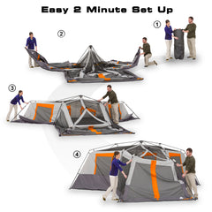 Ozark Trail 20' x 18' 12 - Person 3 - Room Instant Cabin Tent with Screen Room, 56.5 lb