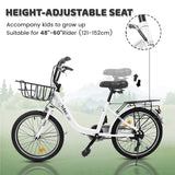 20 in Kids Bike for Boys Girls, 1 Speed Children Bicycle with Basket, Rear Seat, Chain Guard, Coaster Brake and V - Brake, Steel Frame Kids Bike for Ages 6 - 12 Years Old Birthday Gift, Purple