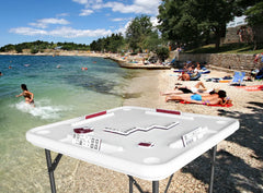 Bene Casa Foldable Domino Table with Built - in Drink Holders, 38" x 38", White
