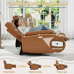 AECOJOY Power Reclining Sectional Sofa, PU Leather Sleep Sofa Bed with Storage Chaise